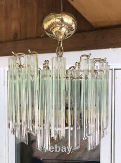 Vintage Venini Italian Murano Glass Prism Chandelier Quattro Prisms Small Flush