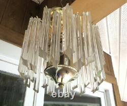 Vintage Venini Italian Murano Glass Prism Chandelier Quattro Prisms Small Flush