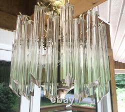 Vintage Venini Italian Murano Glass Prism Chandelier Quattro Prisms Small Flush