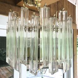 Vintage Venini Italian Murano Glass Prism Chandelier Quattro Prisms Small Flush