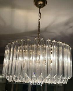 Vintage Venini Italian Murano Triedi Glass Chandelier Dining Room Oval