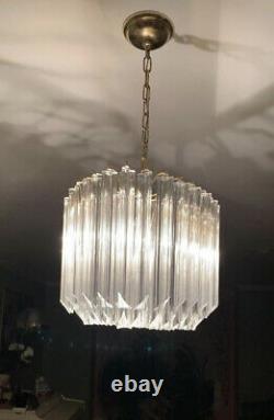 Vintage Venini Italian Murano Triedi Glass Chandelier Dining Room Oval