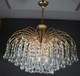 Vintage Venini Murano Glass Chandelier 1970s Italian Design Brass & Teardrop