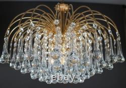 Vintage Venini Murano Glass Chandelier 1970s Italian Design Brass & Teardrop