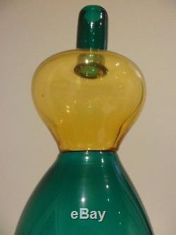 Vintage Venini Murano Italy Gio Ponti or Fulvio Bianconi Signed Art Glass bottle