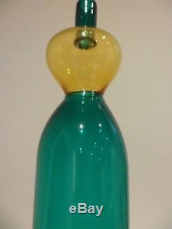 Vintage Venini Murano Italy Gio Ponti or Fulvio Bianconi Signed Art Glass bottle