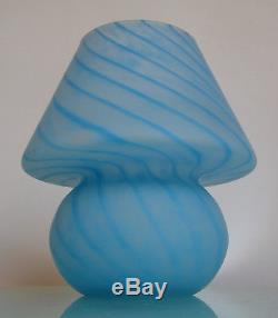 Vintage Venini Venetian Murano Art Glass Mushroom Table Lamp Blue Swirl 7 1/2