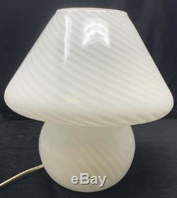 Vintage Venini Vetri Murano Lamp in White Swirl Mid Century Modern