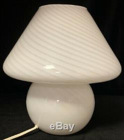 Vintage Venini Vetri Murano Lamp in White Swirl Mid Century Modern