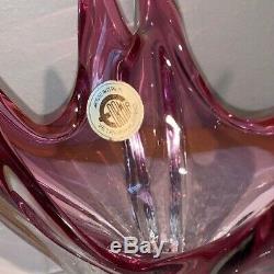 Vintage Vetreria Italian 14 Vase Murano Sommerso Cranberry Pink Art Glass Bowl