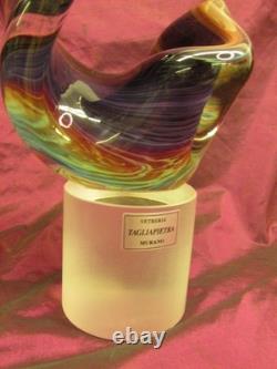 Vintage Vetreria Tagliapietra Murano Italy Art Glass Ribbon sculpture signed 13