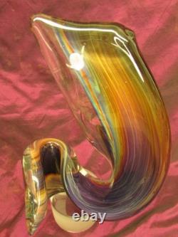 Vintage Vetreria Tagliapietra Murano Italy Art Glass Ribbon sculpture signed 13