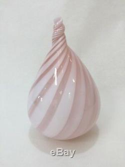 Vintage Vetri Murano Handblown Pink Swirl Glass Lamp Shade, 8 Tall x 6 Widest