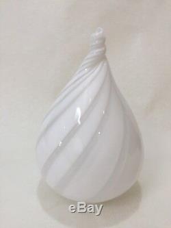 Vintage Vetri Murano Handblown White Swirl Glass Lamp Shade, 8 Tall x 6 Widest