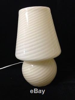 Vintage Vetri Murano Mushroom Lamp Yellow Swirl Glass Art Italian Table Light