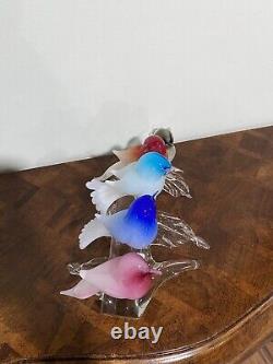 Vintage Vetri VM Murano Glass Five Birds On A Branch