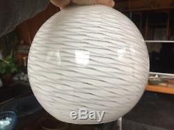 Vintage Vetri Venino Murano Art Glass White Swirl Lamp / Light Shade