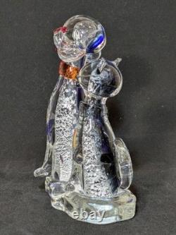 Vintage Vetro Artistico Veneziano Murano (AVEM) Glass Cat & Dog Figurine
