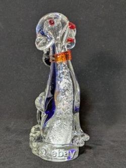 Vintage Vetro Artistico Veneziano Murano (AVEM) Glass Cat & Dog Figurine