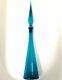 Vintage XL 26 Blue Stoppered Decanter Genie Bottle Empoli Glass Murano 60 70s