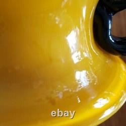 Vintage Yellow Venini Murano Glass Vase With Black Handles 10 1/4'' Tall