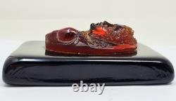 Vintage Zora De Venezia CARVED 3D CAMEO Italian Murano Glass Plaque Vanity DECOR