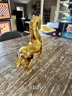 Vintage amber Murano glass horse sculpture figurine large 11.75 inches