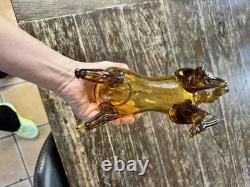 Vintage amber Murano glass horse sculpture figurine large 11.75 inches