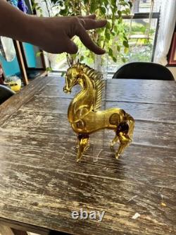 Vintage amber Murano glass horse sculpture figurine large 11.75 inches