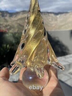 Vintage c1960s Murano Art Glass Aventurine Gold Christmas Xmas Tree Sculpture