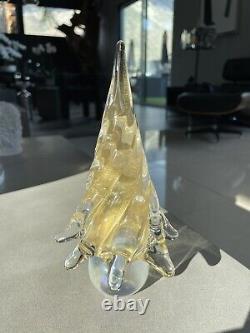 Vintage c1960s Murano Art Glass Aventurine Gold Christmas Xmas Tree Sculpture