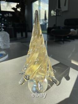 Vintage c1960s Murano Art Glass Aventurine Gold Christmas Xmas Tree Sculpture