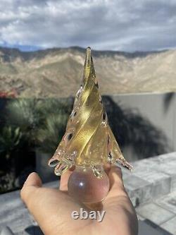 Vintage c1960s Murano Art Glass Aventurine Gold Christmas Xmas Tree Sculpture