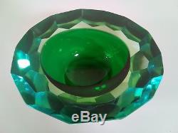 Vintage faceted Murano Mandruzzato sommerso Glass geode small Caviar bowl