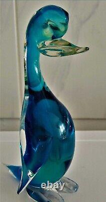 Vintage figurine. DUCK. Murano, Italy, handmade. Glass, height 16 cm