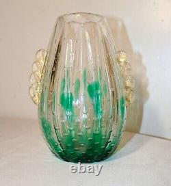 Vintage hand blown art glass Italian Murano Venetian cactus bubble vase Italy