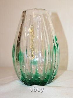 Vintage hand blown art glass Italian Murano Venetian cactus bubble vase Italy