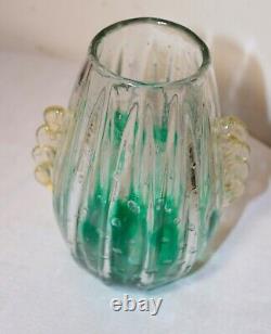 Vintage hand blown art glass Italian Murano Venetian cactus bubble vase Italy