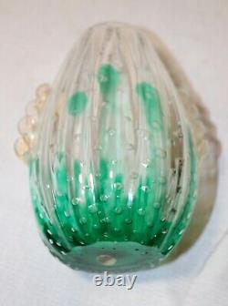 Vintage hand blown art glass Italian Murano Venetian cactus bubble vase Italy