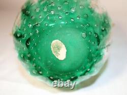 Vintage hand blown art glass Italian Murano Venetian cactus bubble vase Italy