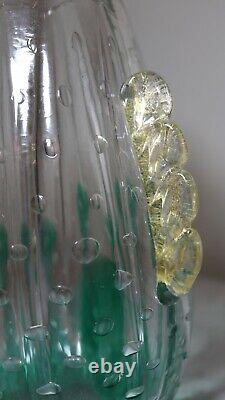 Vintage hand blown art glass Italian Murano Venetian cactus bubble vase Italy