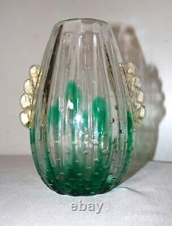 Vintage hand blown art glass Italian Murano Venetian cactus bubble vase Italy