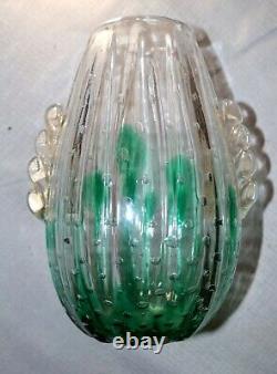 Vintage hand blown art glass Italian Murano Venetian cactus bubble vase Italy