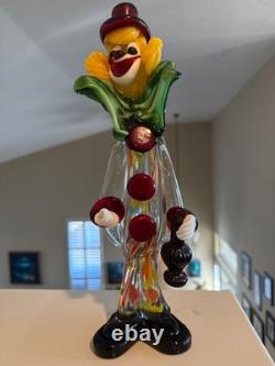 Vintage hand blown murano art glass clown 13 with sticker rare