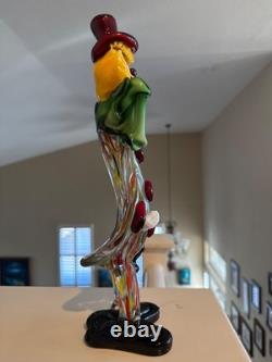 Vintage hand blown murano art glass clown 13 with sticker rare