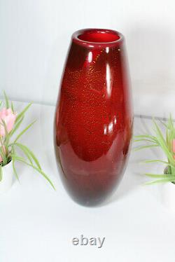 Vintage italian murano glass Red Vase 1960