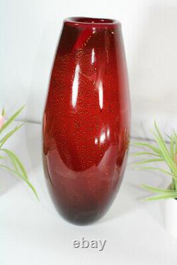 Vintage italian murano glass Red Vase 1960