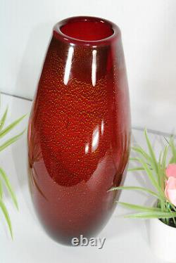 Vintage italian murano glass Red Vase 1960