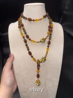 Vintage luxury Italy Murano handmade glass flower multi layer necklace 1.3m
