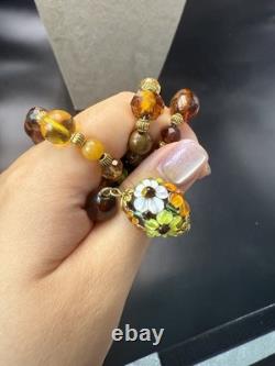 Vintage luxury Italy Murano handmade glass flower multi layer necklace 1.3m